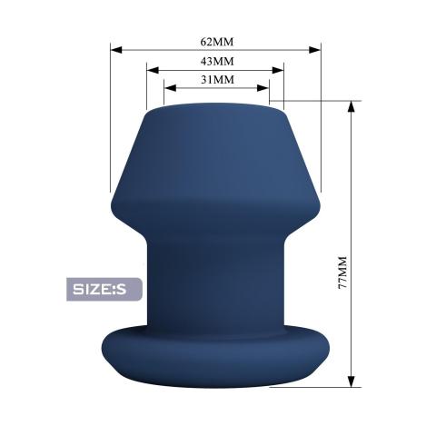 Plug analny z otwartym kanałem rozmiar S niebieski | Silikon
