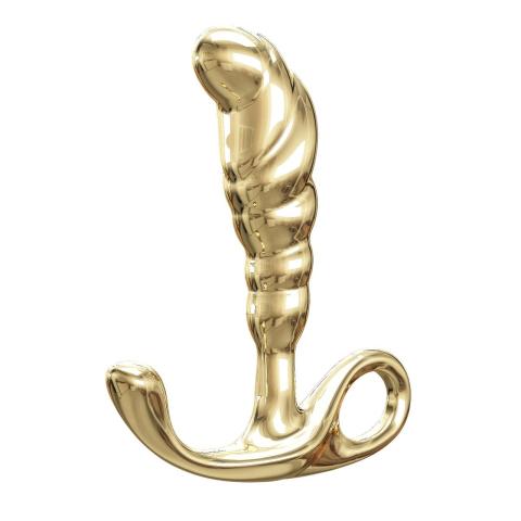 Złoty metalowy masażer prostaty p-spot ze stopu cynku