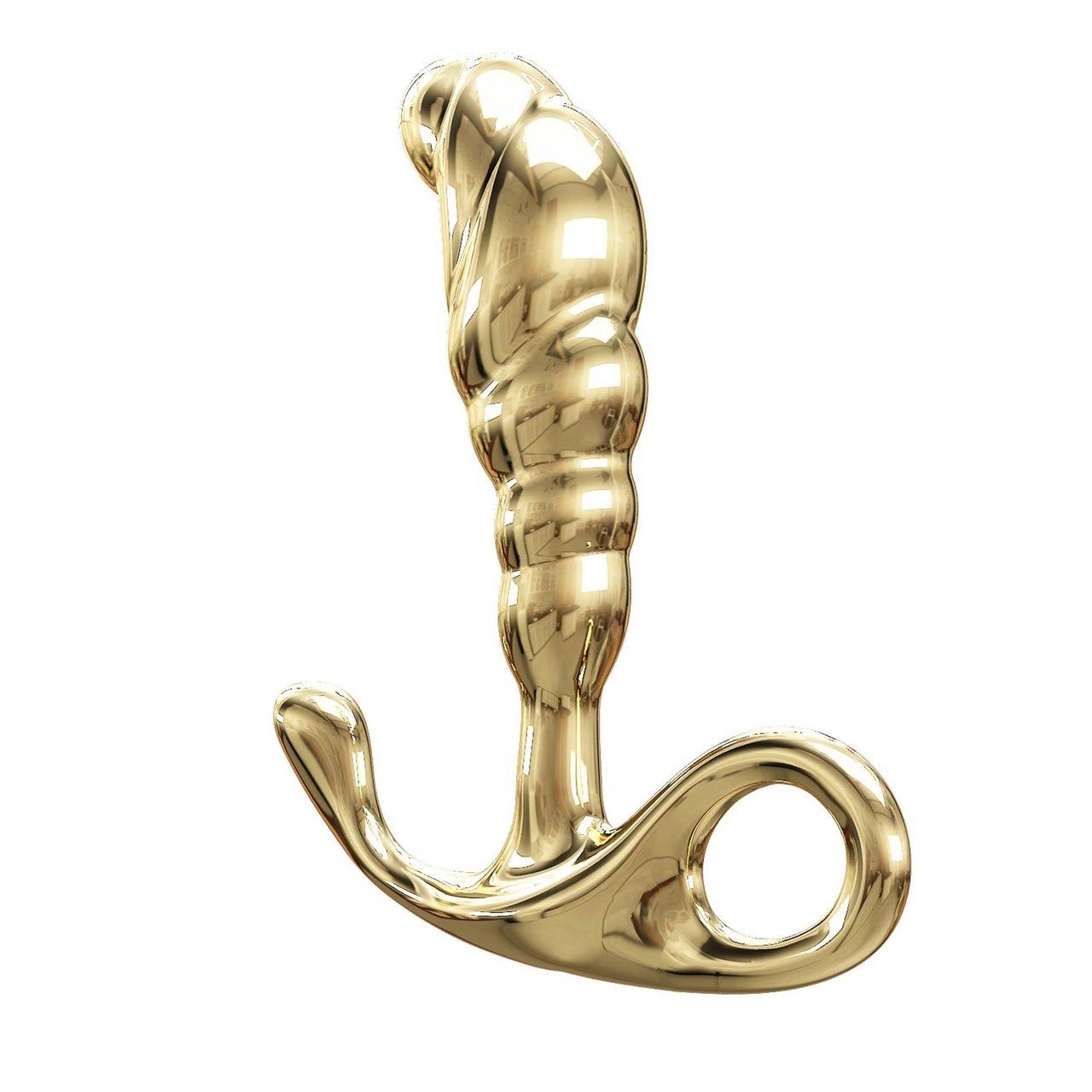 Złoty metalowy masażer prostaty p-spot ze stopu cynku | Loris.pl