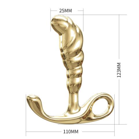 Złoty metalowy masażer prostaty p-spot ze stopu cynku