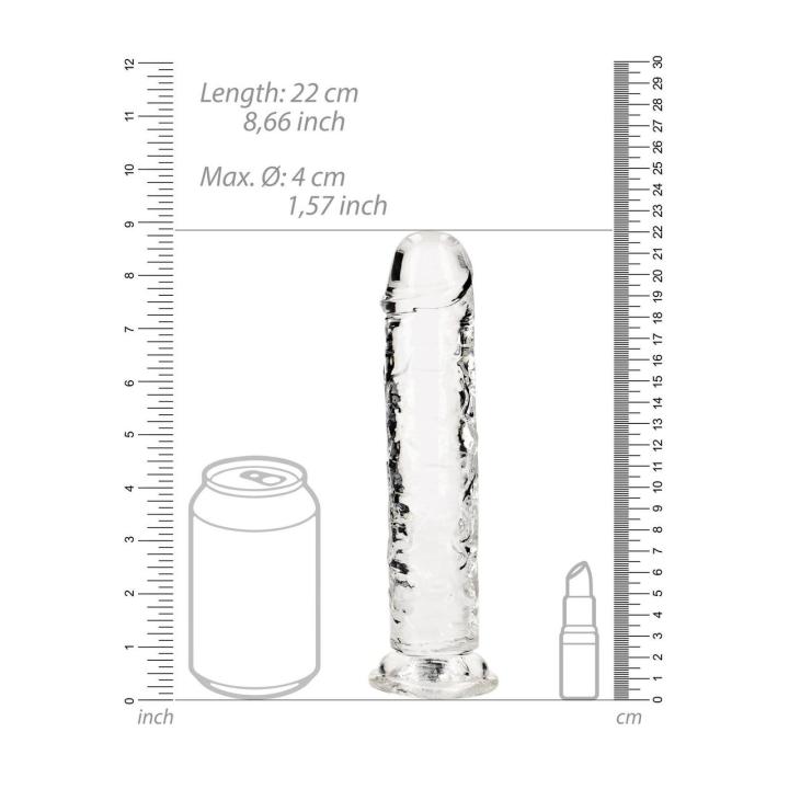 Przezroczyste żelowe dildo z przyssawką 20 cm – anal i waginalnie