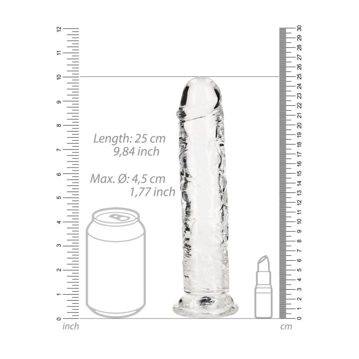 Przezroczyste dildo z przyssawką 23 cm | Żelowe TPE