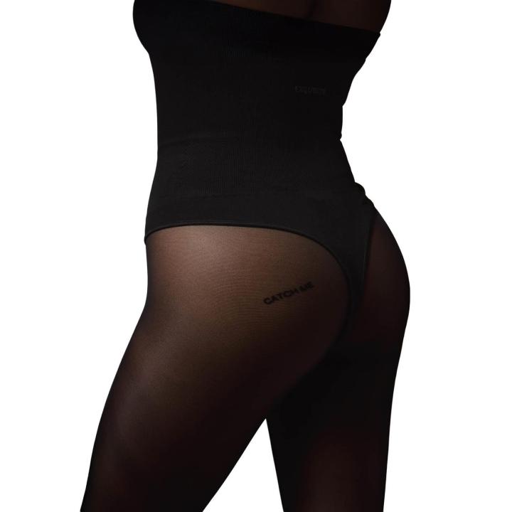 Półtransparentne rajstopy S/M z napisem „catch me” | Loris.pl