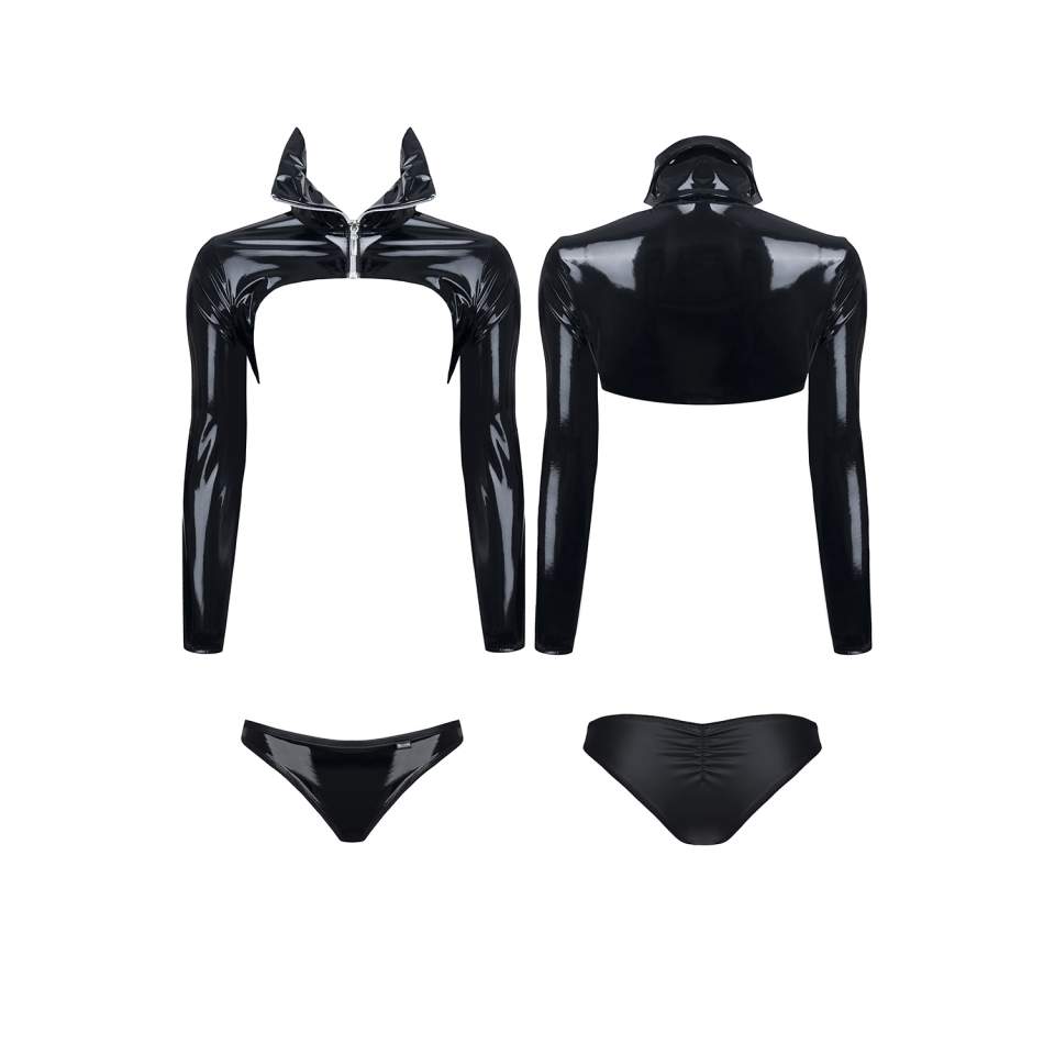 Spektakularny czarny komplet Demoniq Nora z sexy kurtką