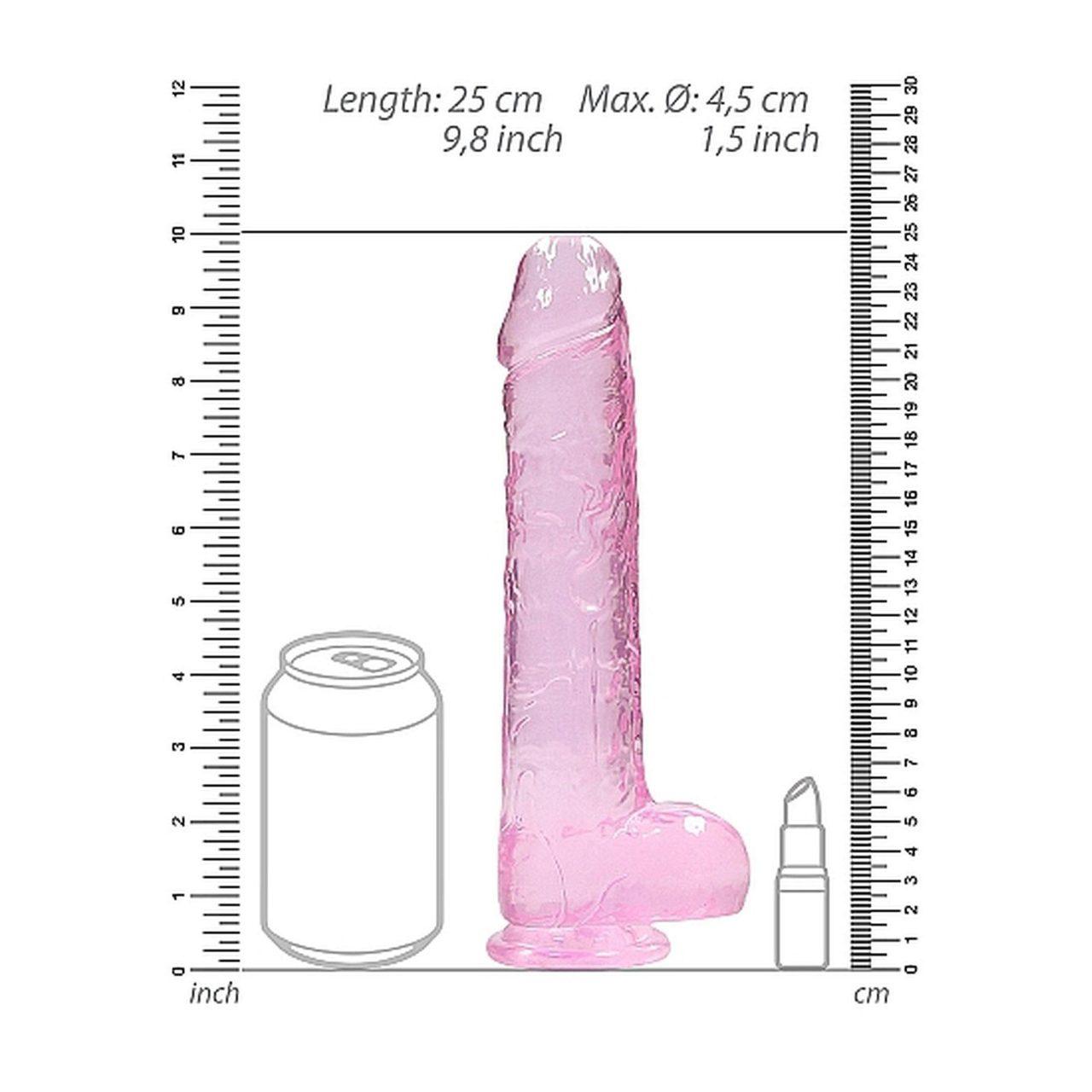 Realistyczne dildo z jądrami i przyssawką 19 cm | Różowe TPE