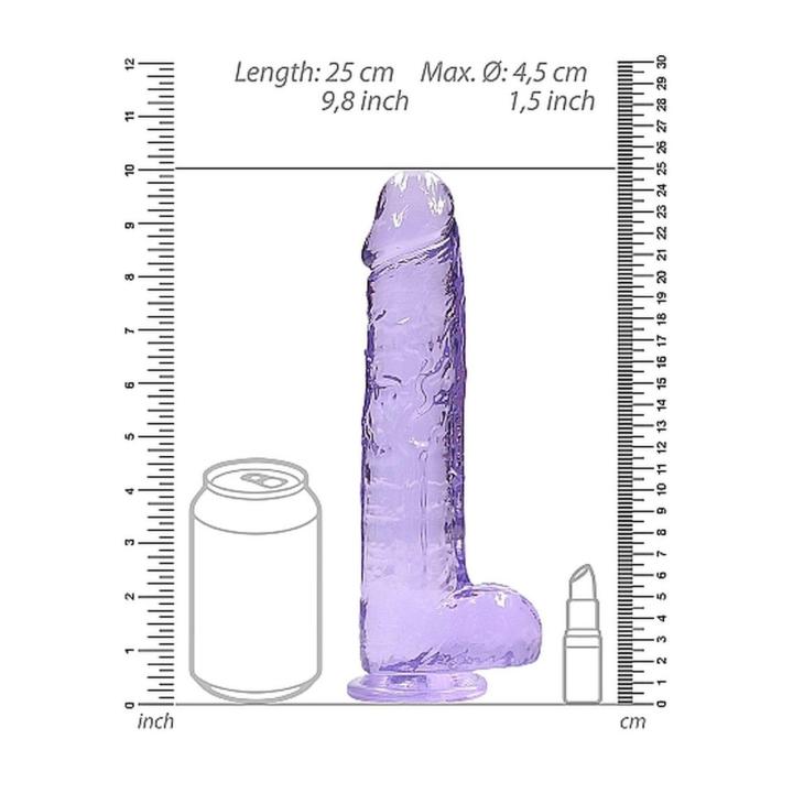 Realistyczne dildo z jądrami 19 cm z przyssawką fioletowe