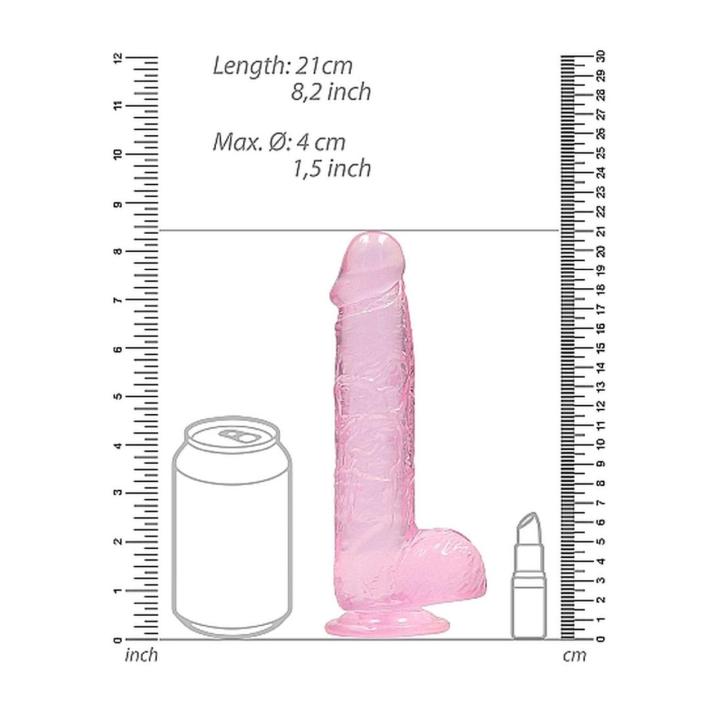 Realistyczne dildo z jądrami 21 cm różowe z przyssawką