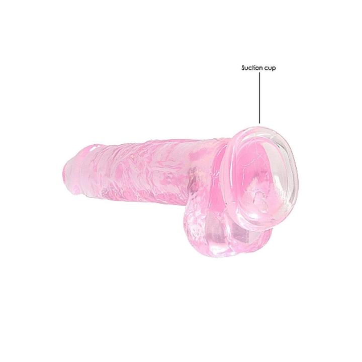 Realistyczne dildo z jądrami 21 cm różowe z przyssawką