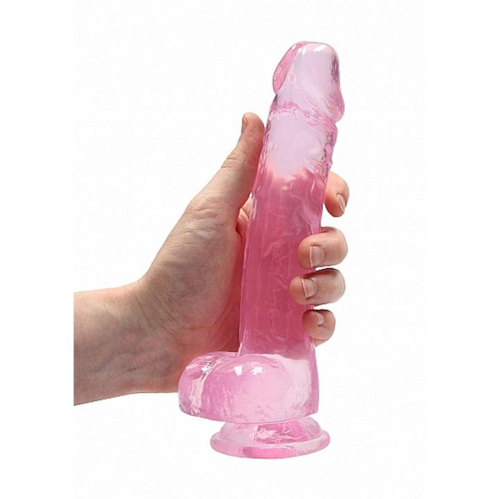 Realistyczne dildo z jądrami 21 cm różowe z przyssawką | Loris.pl