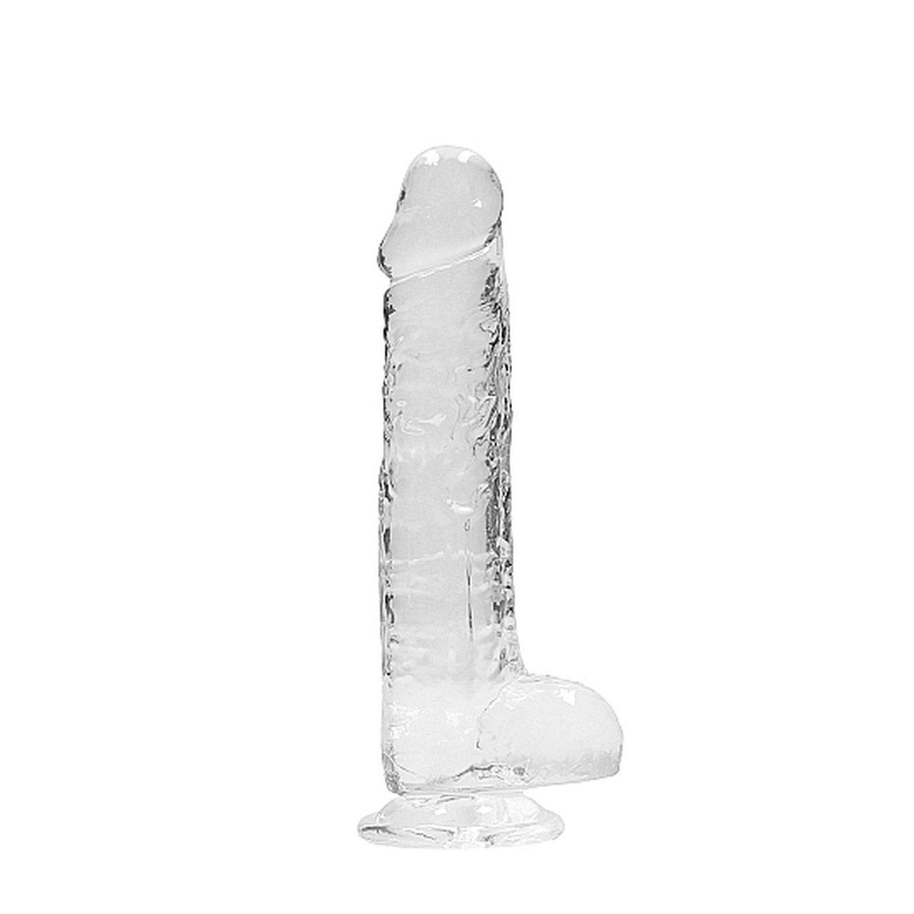Przezroczyste dildo z jądrami i przyssawką 21 cm – realistyczne | Loris.pl