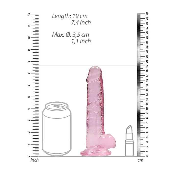 Realistyczne dildo z jądrami 18 cm różowe z przyssawką