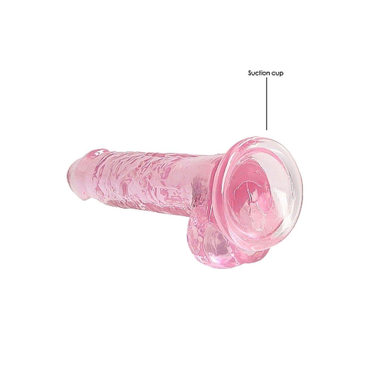 Realistyczne dildo z jądrami 18 cm różowe z przyssawką | Loris.pl