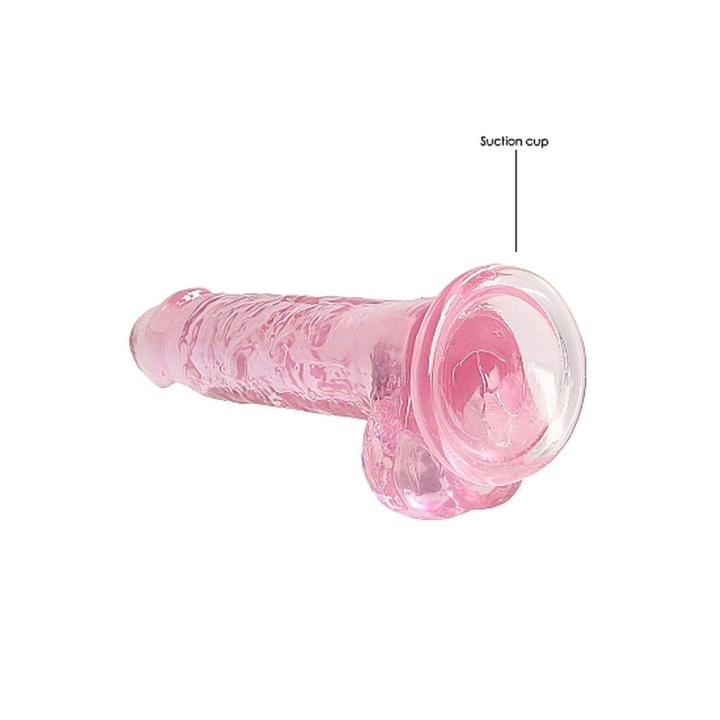 Realistyczne dildo z jądrami 18 cm różowe z przyssawką