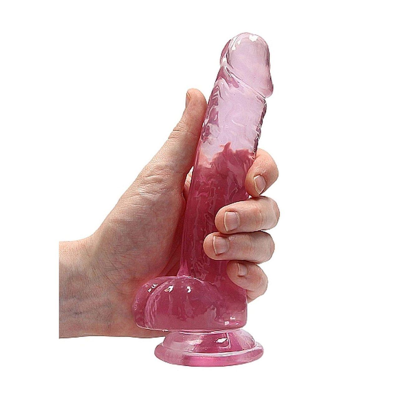 Realistyczne dildo z jądrami 18 cm różowe z przyssawką | Loris.pl
