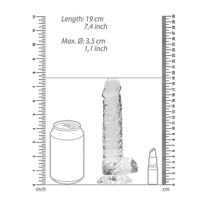 Przezroczyste dildo z jądrami 19 cm z przyssawką | Żelowe dildo TPE