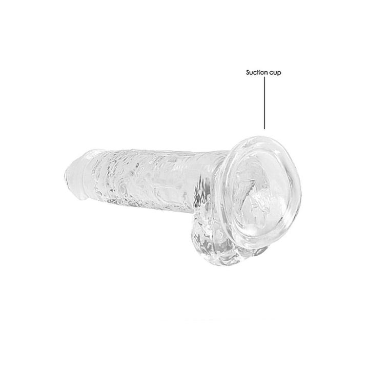 Przezroczyste dildo z jądrami 19 cm z przyssawką | Żelowe dildo TPE