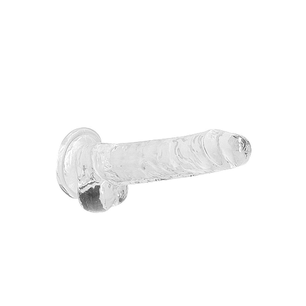 Przezroczyste dildo z jądrami 19 cm z przyssawką | Żelowe dildo TPE