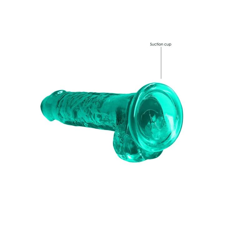 Realistyczne dildo z jądrami i przyssawką 19 cm turkusowe