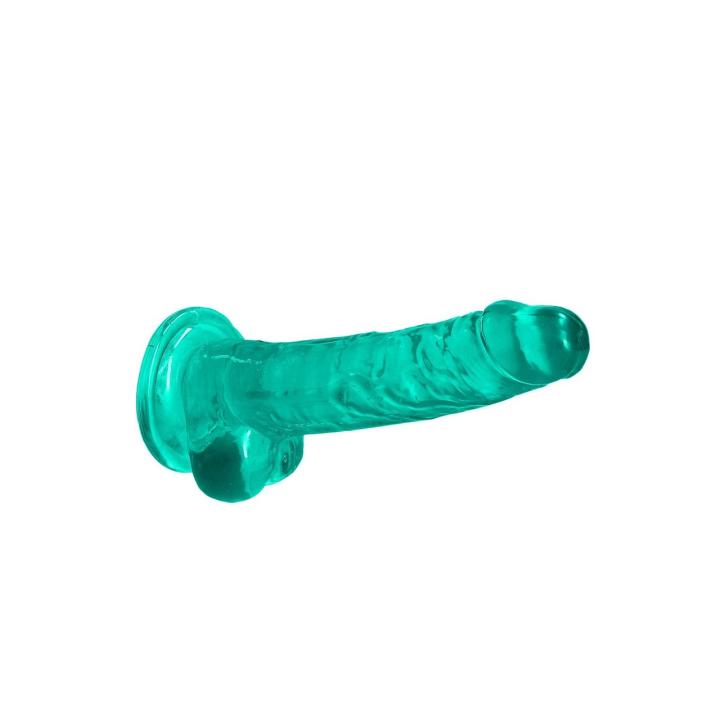 Realistyczne dildo z jądrami i przyssawką 19 cm turkusowe