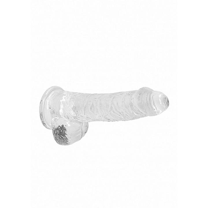 Przezroczyste dildo z jądrami 15 cm z przyssawką