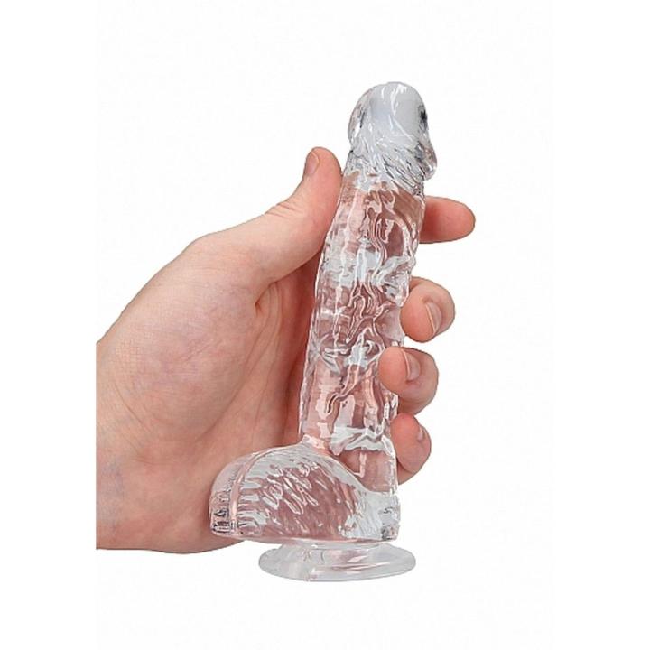 Przezroczyste dildo z jądrami 15 cm z przyssawką | Loris.pl