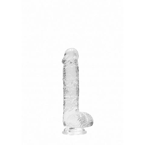 Przezroczyste dildo z jądrami 15 cm z przyssawką