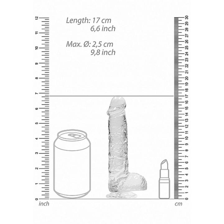 Przezroczyste dildo z jądrami 15 cm z przyssawką