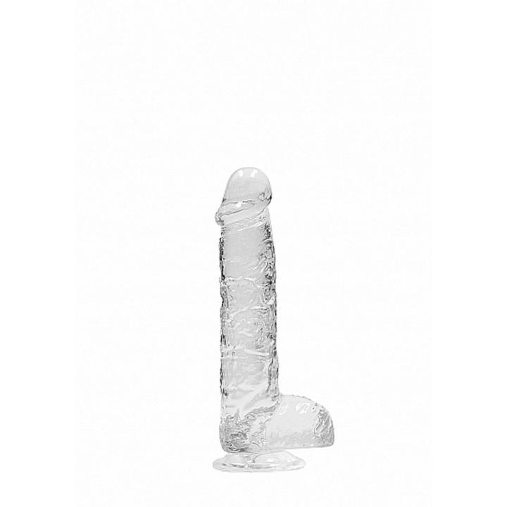 Przezroczyste dildo z jądrami 15 cm z przyssawką
