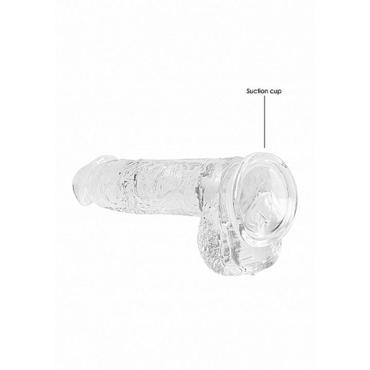 Przezroczyste dildo z jądrami 15 cm z przyssawką