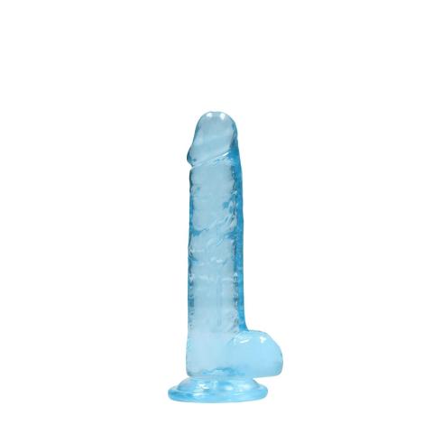 Transparentne dildo z jądrami i przyssawką 19 cm | Żelowe TPE