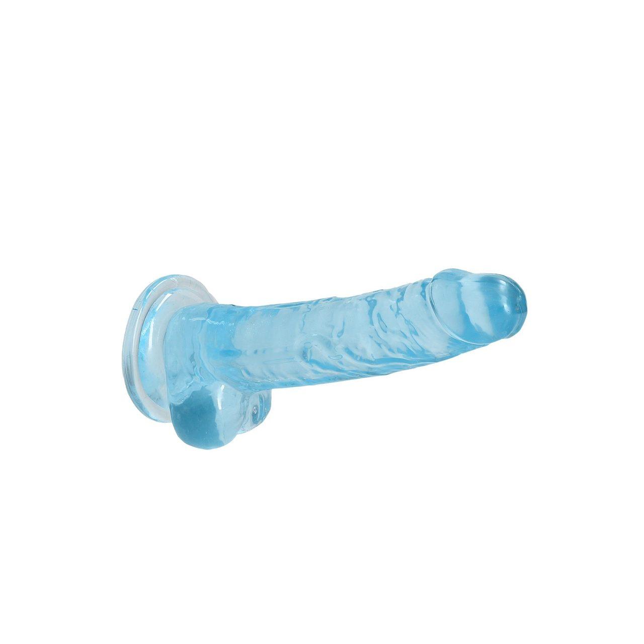 Transparentne dildo z jądrami i przyssawką 19 cm | Żelowe TPE