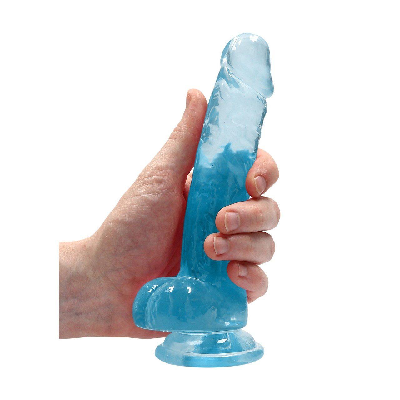 Transparentne dildo z jądrami i przyssawką 19 cm | Żelowe TPE