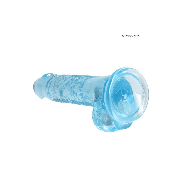 Transparentne dildo z jądrami i przyssawką 19 cm | Żelowe TPE