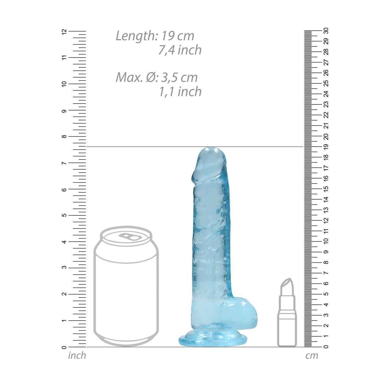 Transparentne dildo z jądrami i przyssawką 19 cm | Żelowe TPE