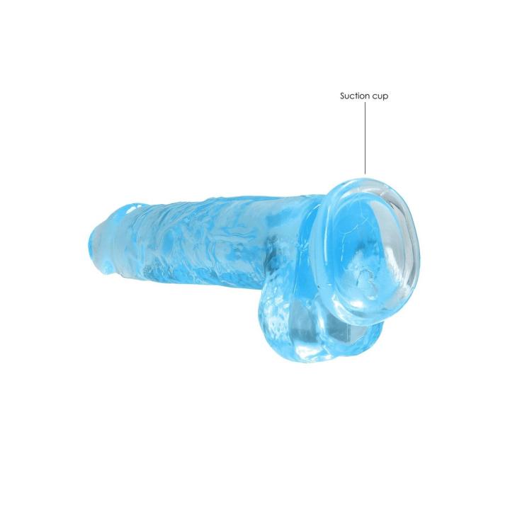 Przezroczyste dildo żelowe z jądrami i przyssawką 21 cm