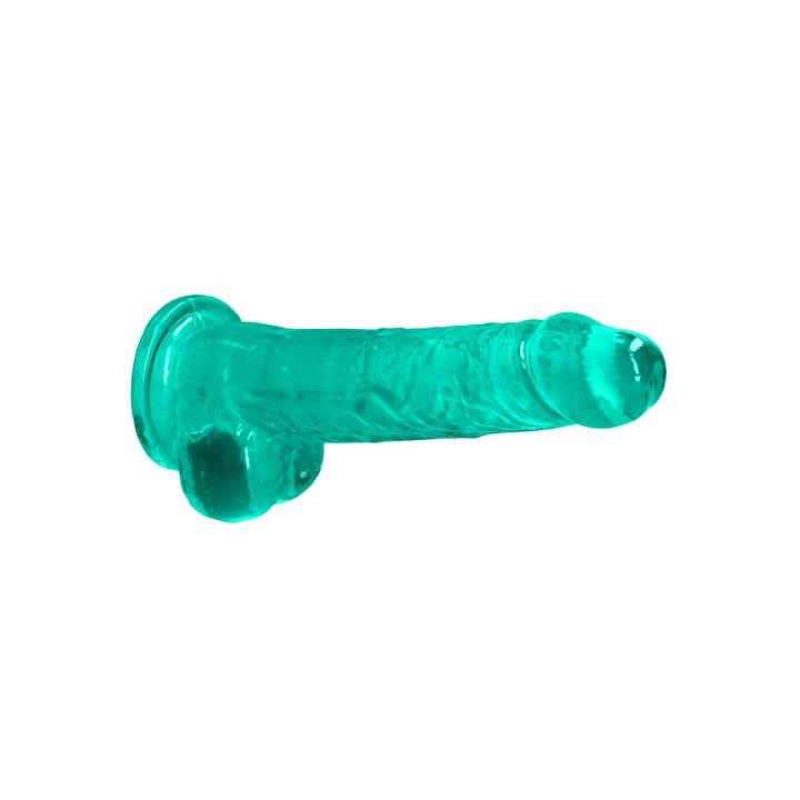 Przezroczyste dildo z jądrami 21 cm z przyssawką | TPE bez ftalanów