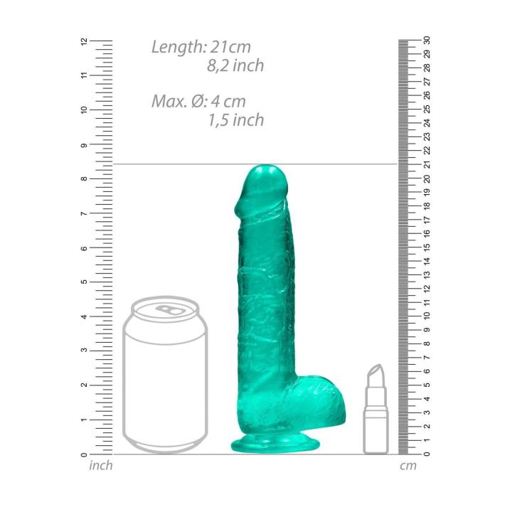 Przezroczyste dildo z jądrami 21 cm z przyssawką | TPE bez ftalanów