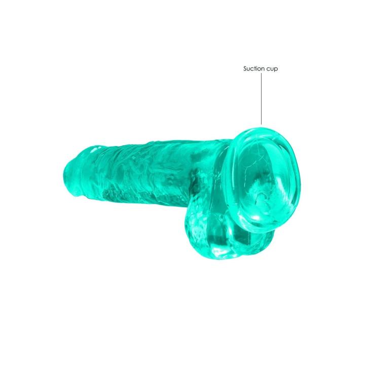 Przezroczyste dildo z jądrami 21 cm z przyssawką | TPE bez ftalanów