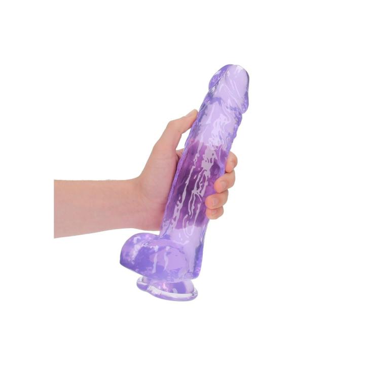 Przezroczyste dildo z jądrami 25,4 cm z przyssawką | Żelowe TPE