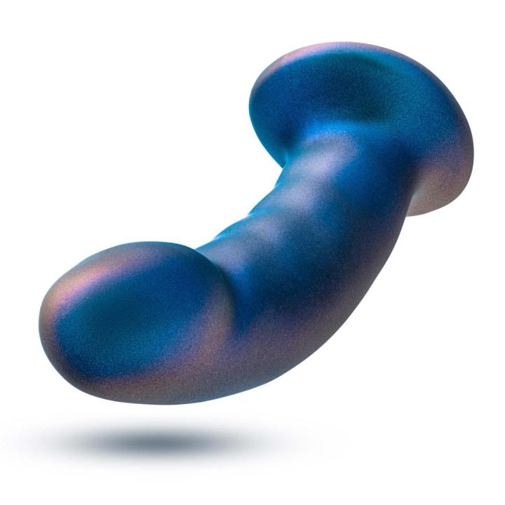 Niebieskie dildo strap-on 14,6 cm - krzywizna na punkt G i wypustki