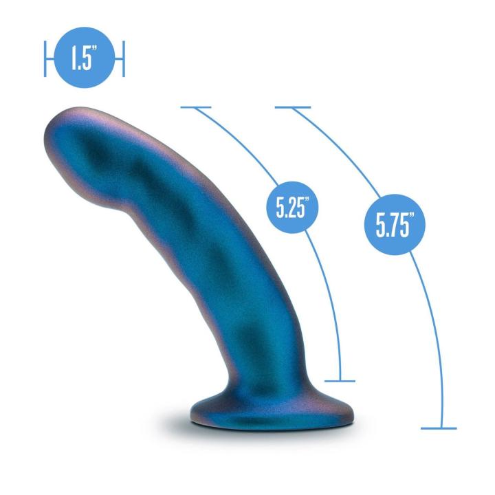 Niebieskie dildo strap-on 14,6 cm - krzywizna na punkt G i wypustki