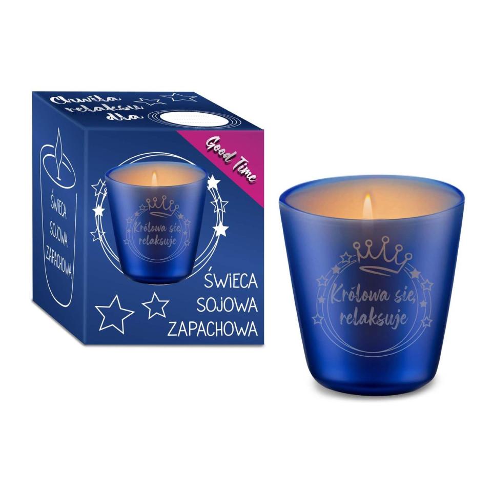 Sojowa świeca do masażu o zapachu zielonej herbaty w niebieskim szkle- 120ml.