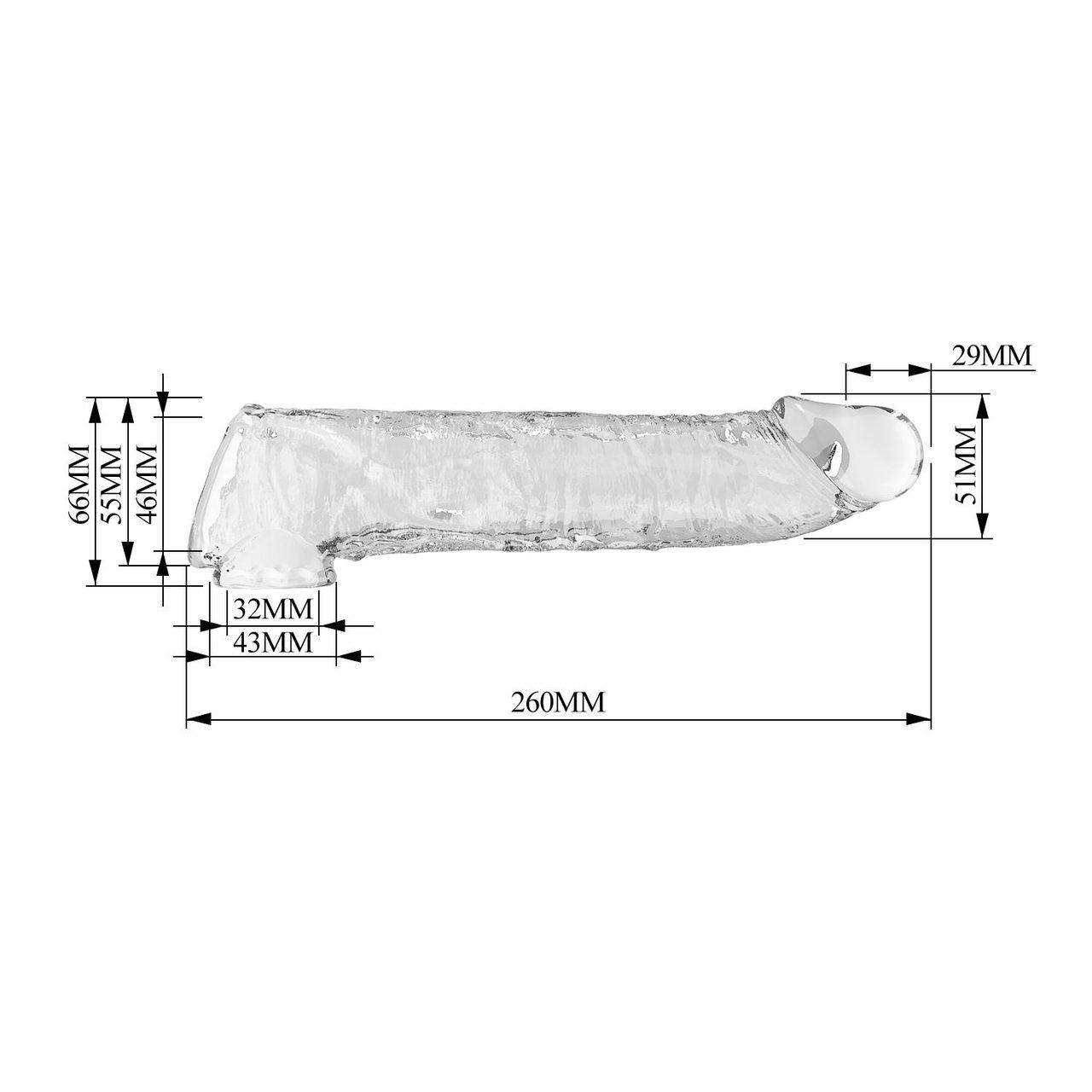 Przezroczysta nakładka przedłużająca na penisa 26 cm z 3 wkładkami | Loris.pl