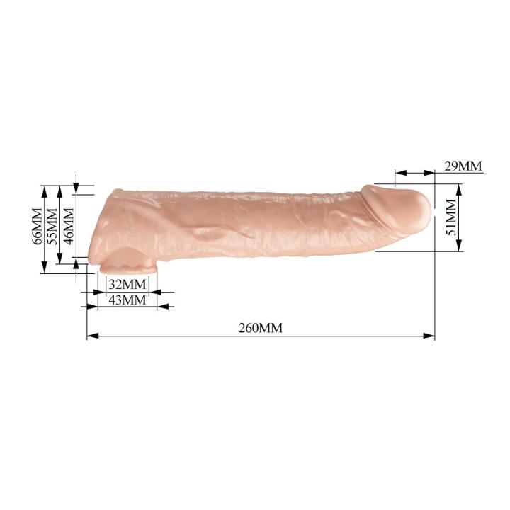 Nakładka przedłużająca na penisa 26 cm z regulacją