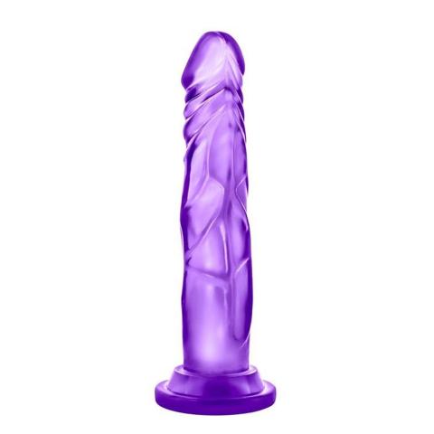 Fioletowe żelowe dildo z przyssawką wąskie realistyczne