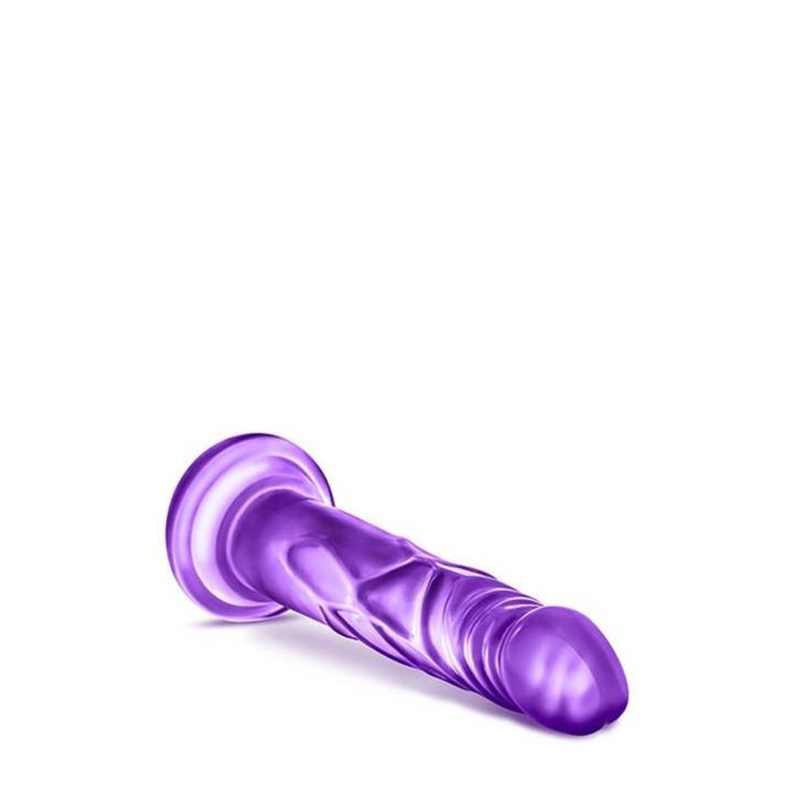 Fioletowe żelowe dildo z przyssawką wąskie realistyczne
