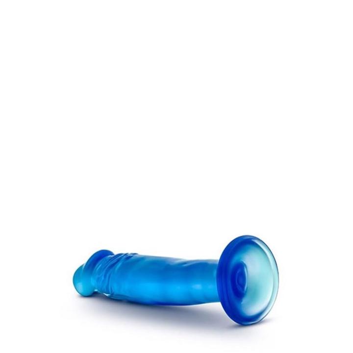 Niebieskie żelowe dildo 15 cm z przyssawką | realistyczna faktura