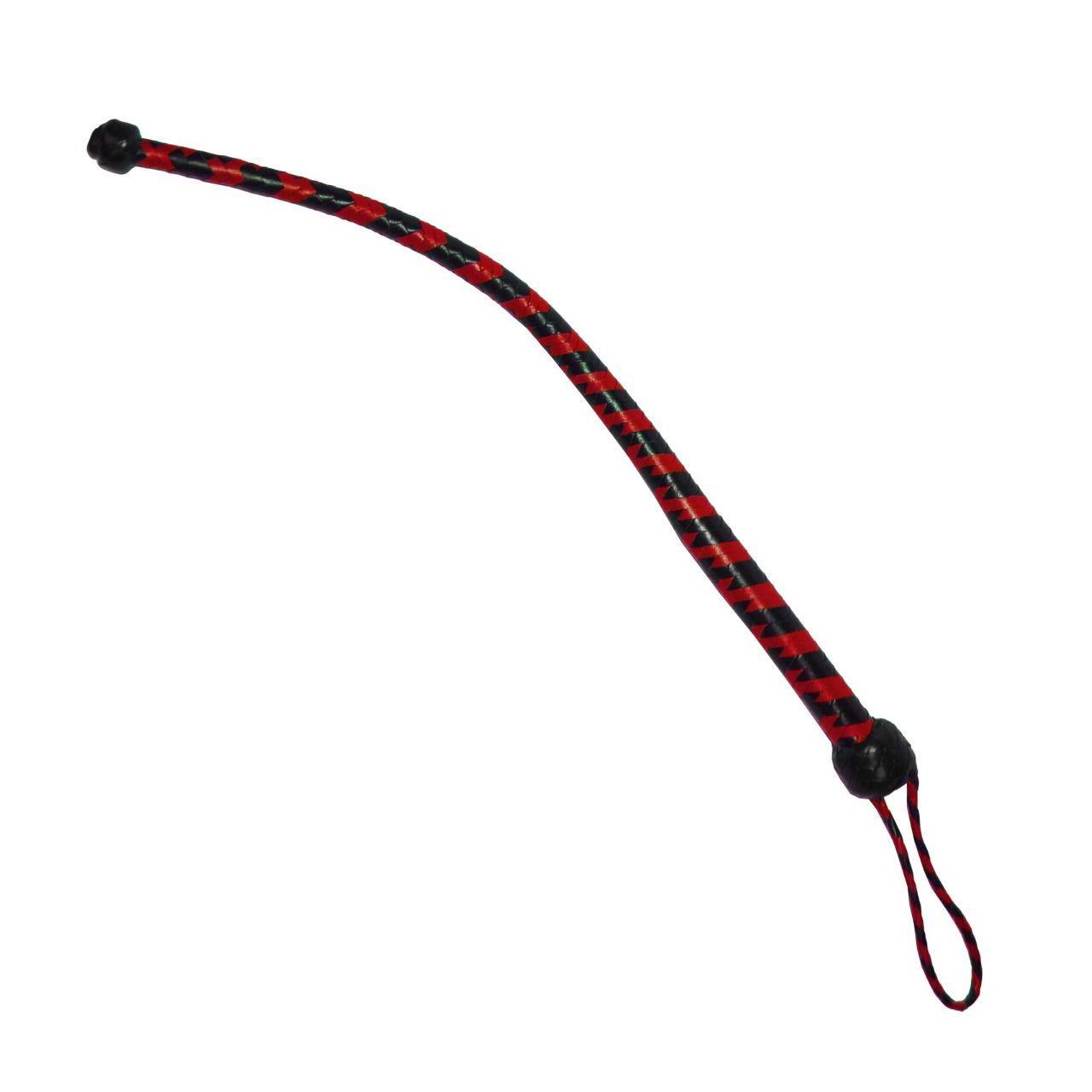 Skórzany bicz BDSM czarno-czerwony z kulką | Loris.pl