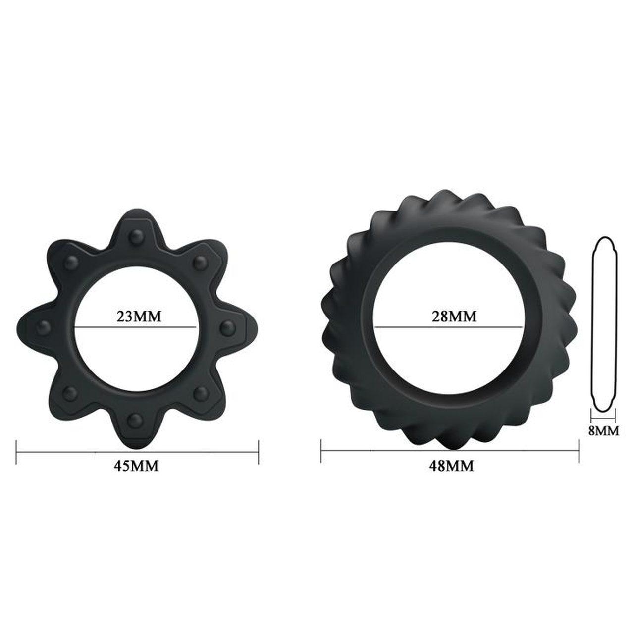 Silikonowe pierścienie na penisa czarne 2 szt. bez wibracji | Loris.pl