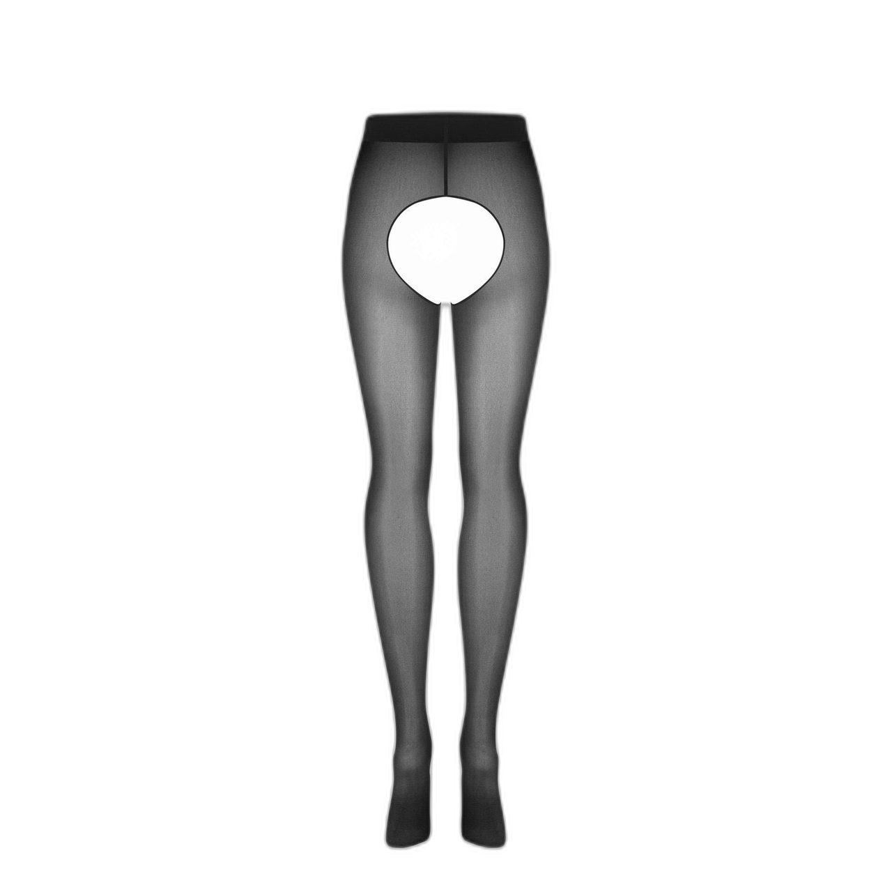 Rajstopy z otwartym krokiem S/M półtransparentne z napisem | Loris.pl